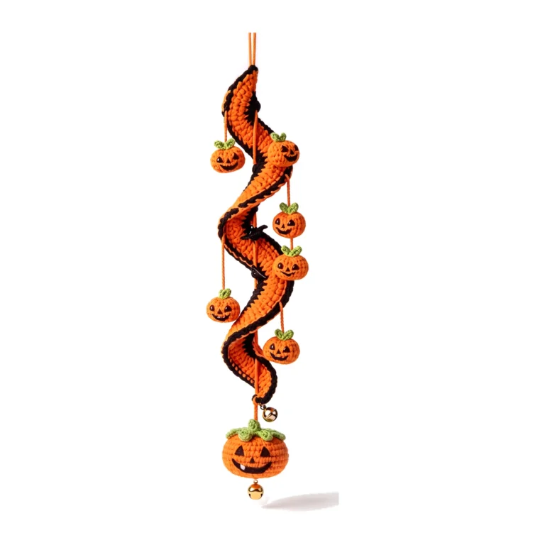 Crochet halloween wind chime pattern — the pumpkin spiral — SageandSilky MOD Nº 128