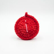 The red crocheted apple that comes with the crochet hedgehog pattern