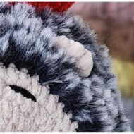 Detail of the fluffy fur-yarn spines and the ear from the crochet hedgehog pattern