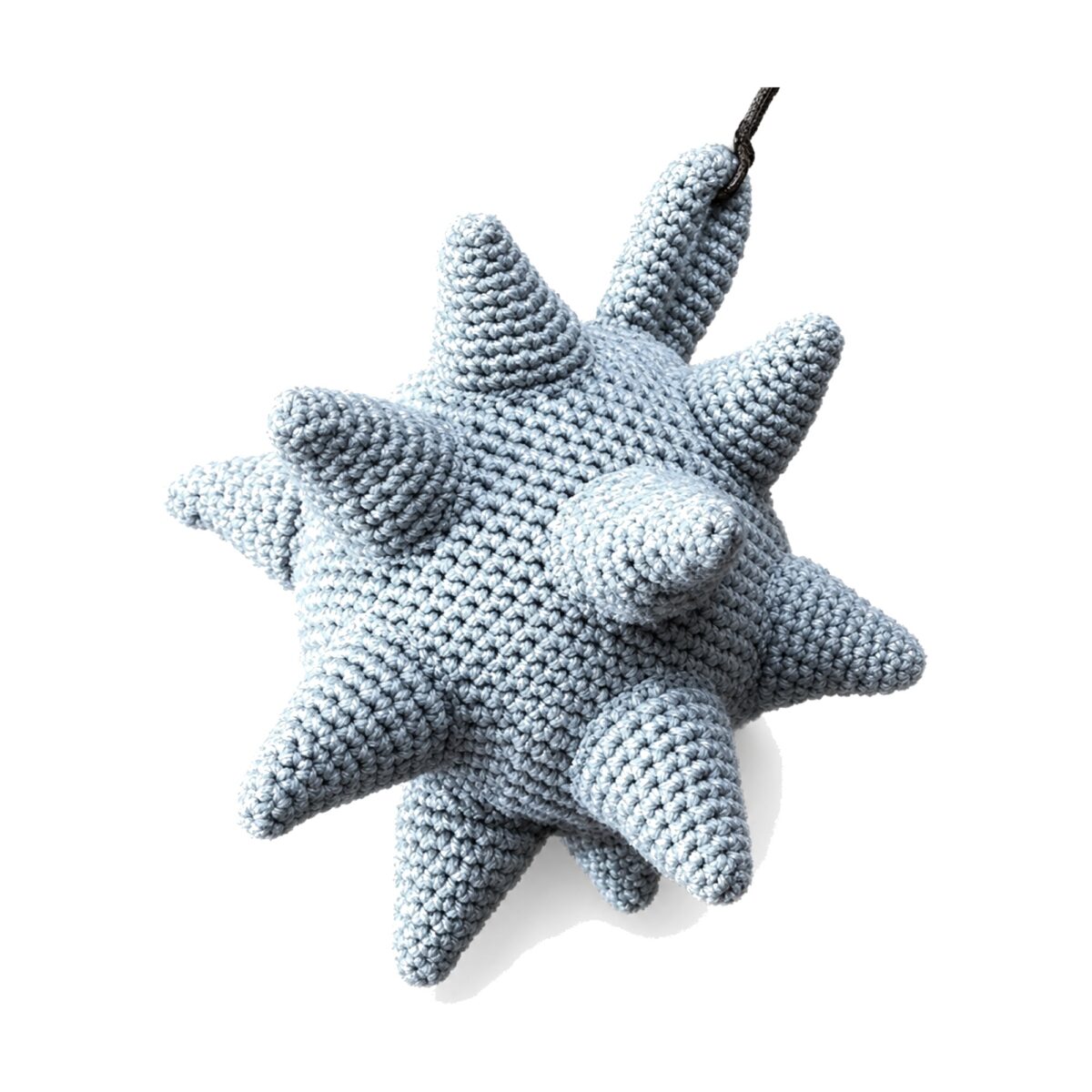 Macro texture detail of the spikes on the crochet mace toy pattern