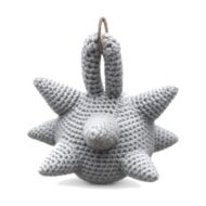 Front view of the spiked amigurumi ball from the crochet mace toy pattern