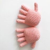 Both legs with their five-toed feet from the crochet monkey pattern