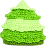 Crochet Santa Christmas tree pattern tiered texture detail, ruffled green rounds close-up