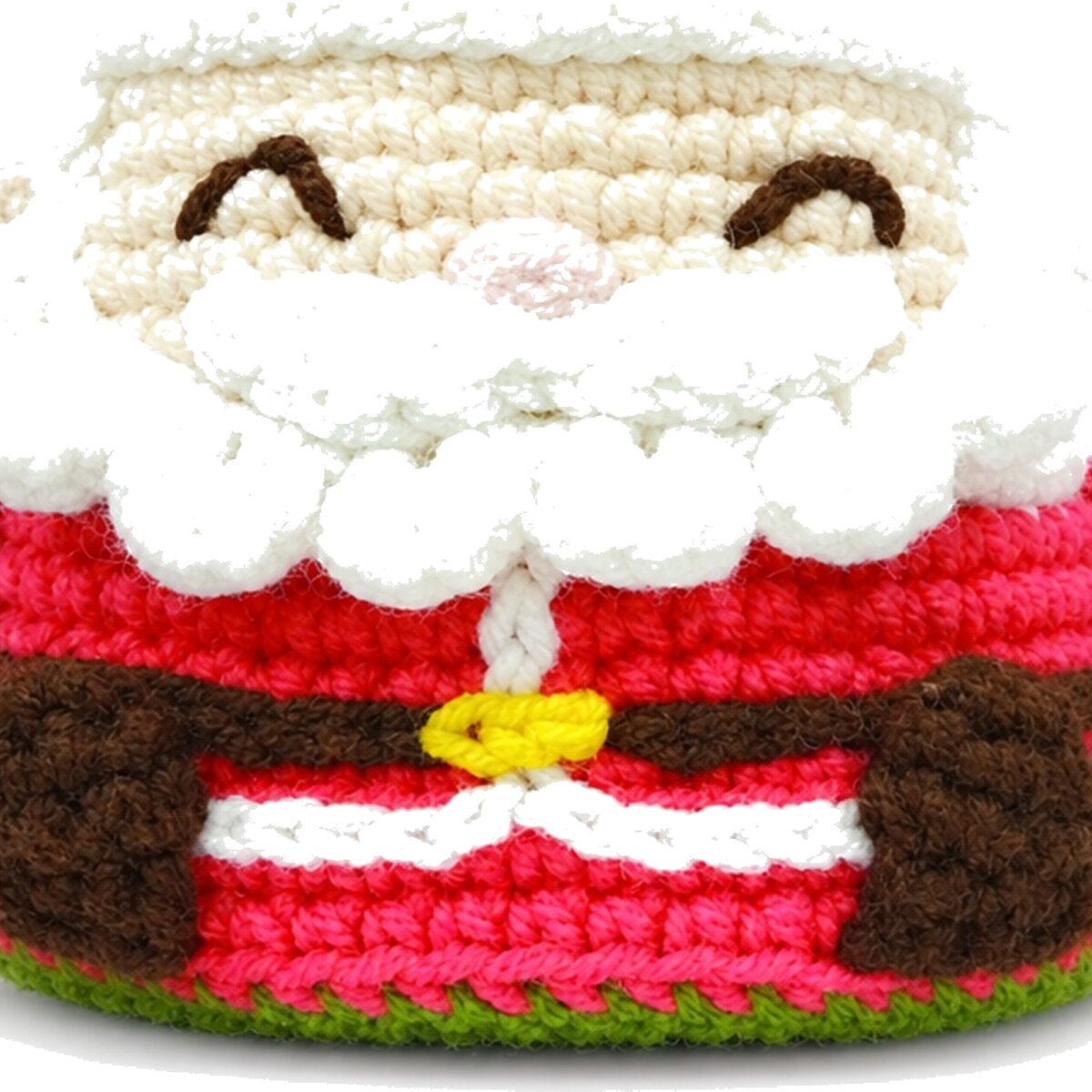 Crochet Santa Christmas tree pattern Santa belt and suit detail close-up