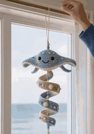 Crochet sea creature ornament pattern — the ocean spirals turning — SageandSilky MOD Nº 129