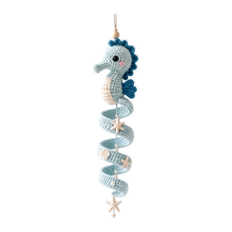 Crochet sea creature ornament pattern — the seahorse spiral — SageandSilky MOD Nº 129