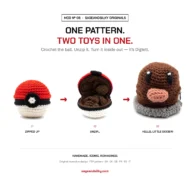 Diglett reversible crochet pattern — three-step reveal from ball to toy, MOD Nº 06