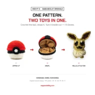 Eevee reversible crochet pattern — three-step reveal from ball to toy, MOD Nº 12