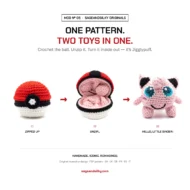 Jigglypuff reversible crochet pattern — three-step reveal from ball to toy, MOD Nº 05