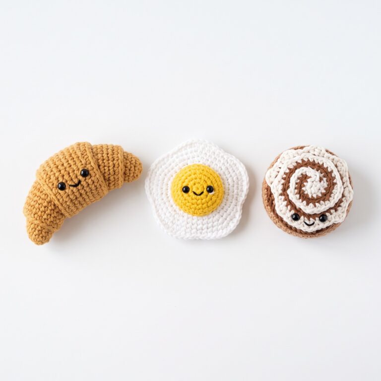Breakfast Trio crochet pattern — crochet food pattern (SageandSilky MOD Nº 125)