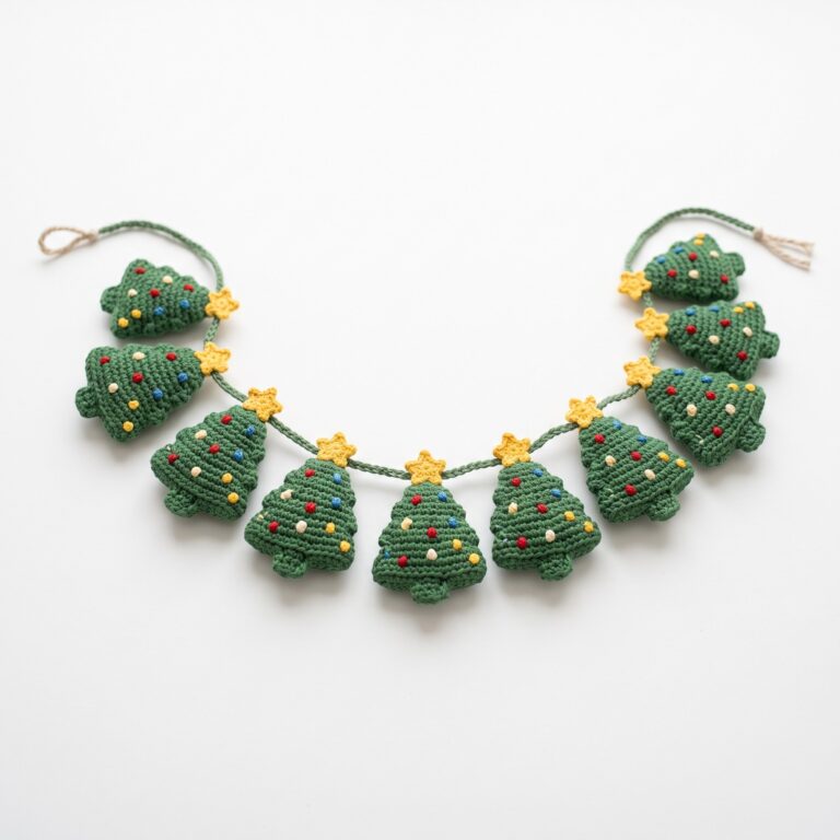 Christmas Tree Garland crochet pattern — christmas crochet garland pattern (SageandSilky MOD Nº 77)