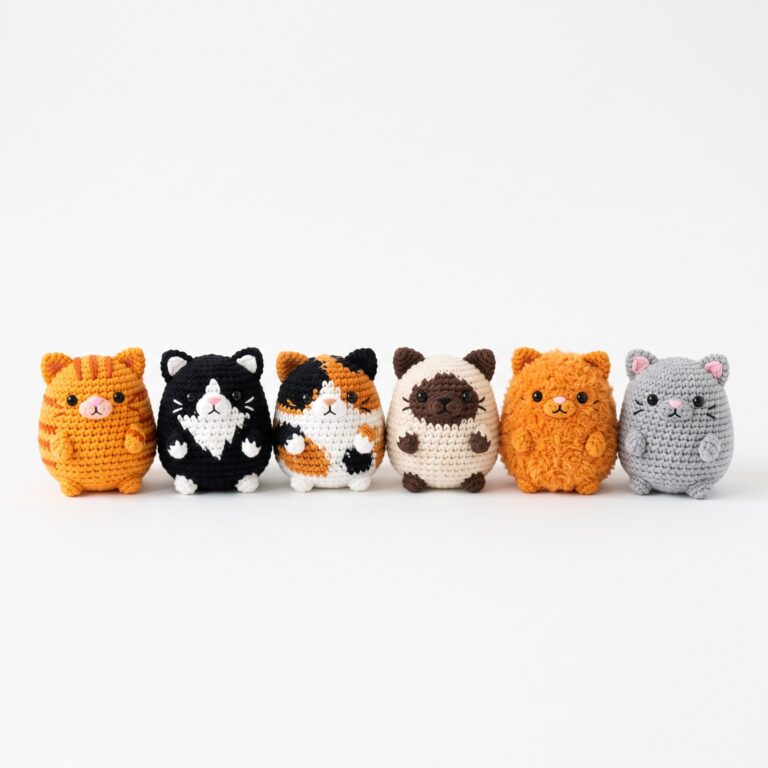 Chubby Cats crochet pattern — no sew cat crochet pattern (SageandSilky MOD Nº 86)