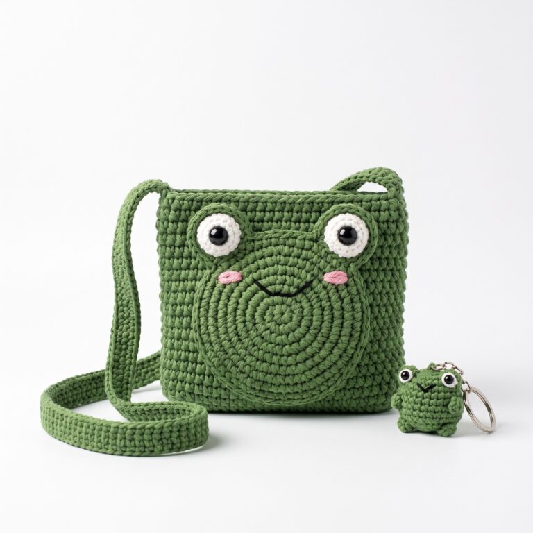 Froggy Bag & Keychain crochet pattern — crochet frog bag pattern (SageandSilky MOD Nº 66)