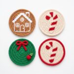 Gingerbread House Coaster Set crochet pattern — christmas crochet coaster pattern (SageandSilky MOD Nº 83)