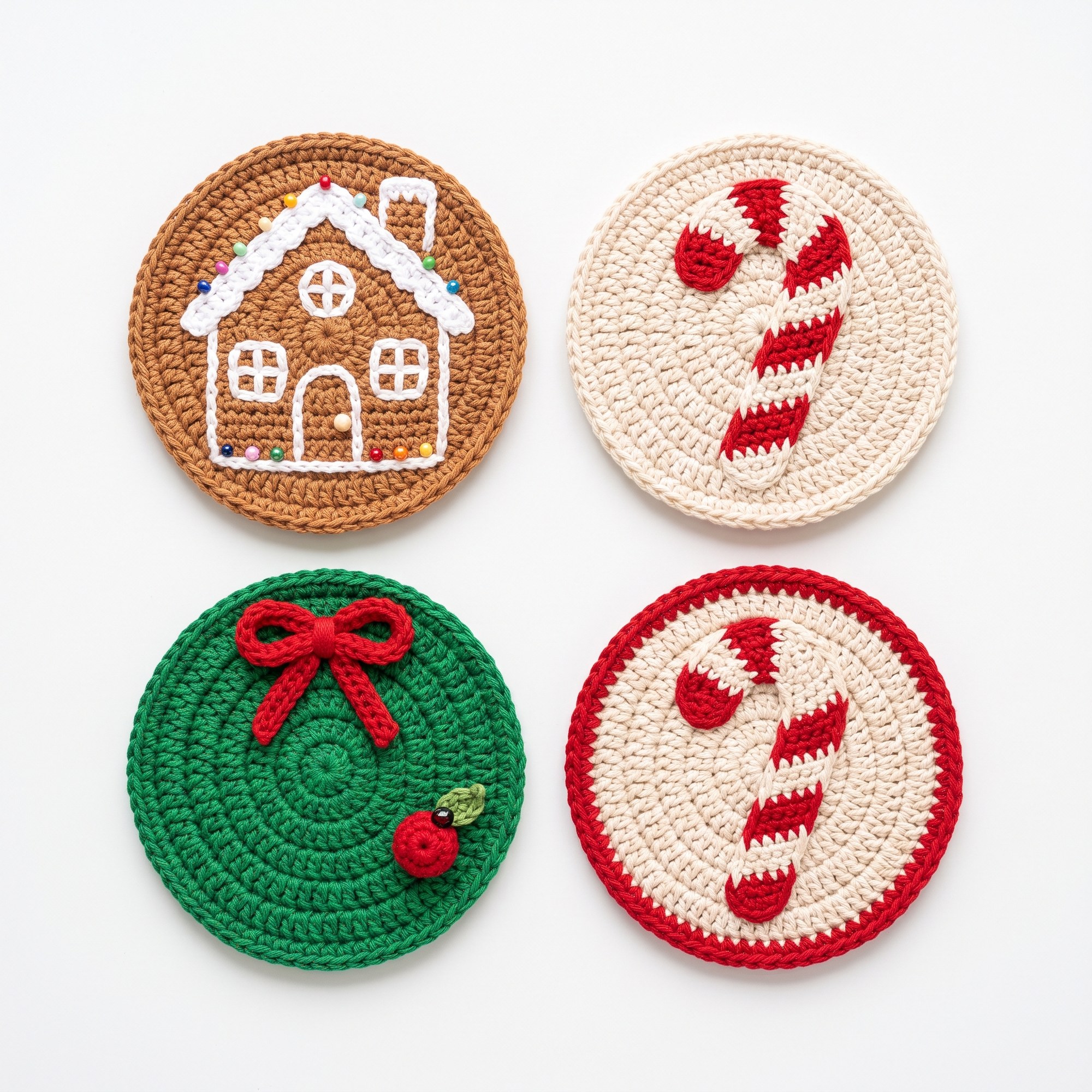 Gingerbread House Coaster Set · 4-in-1 Crochet Pattern Bundle 1 Gingerbread House Coaster Set · 4-in-1 crochet pattern — christmas crochet coaster pattern