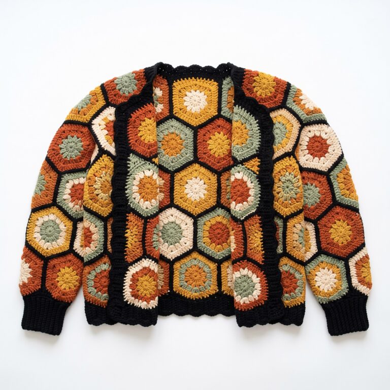 Granny Square Cardigan crochet pattern — granny square cardigan pattern (SageandSilky MOD Nº 102)