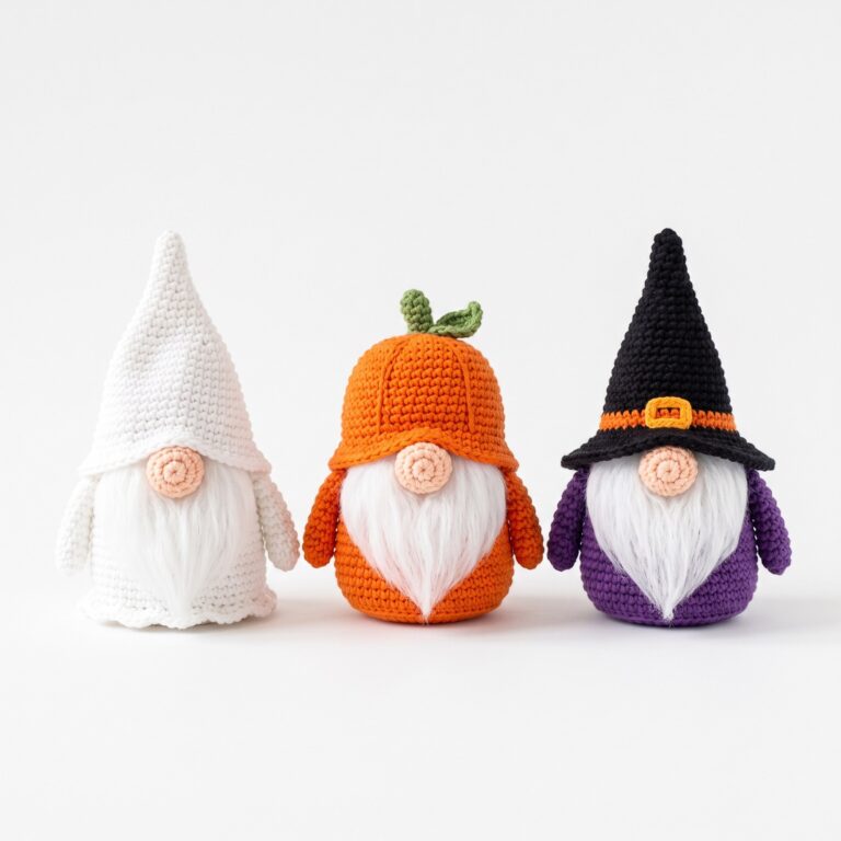Haunted Gnome Trio crochet pattern — crochet gnome pattern (SageandSilky MOD Nº 111)