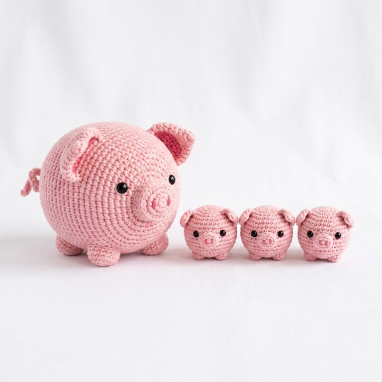 Pig Family crochet pattern — crochet pig pattern (SageandSilky MOD Nº 123)