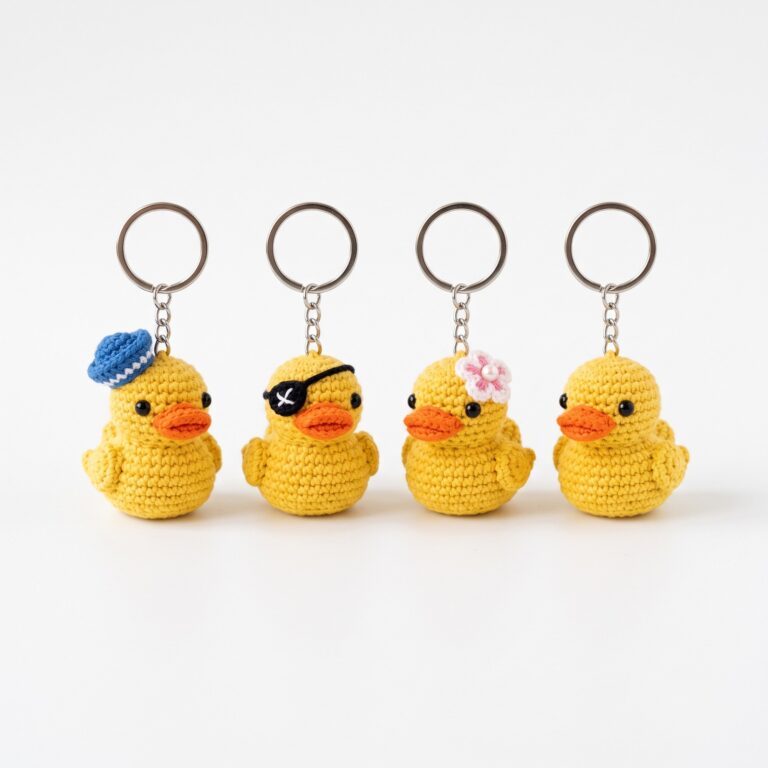 Rubber Duck Keychain Set crochet pattern — crochet duck keychain pattern (SageandSilky MOD Nº 91)