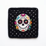 Sugar Skull Granny Square crochet pattern — crochet skull granny square (SageandSilky MOD Nº 74)