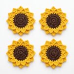 Sunflower Coaster Set crochet pattern — crochet sunflower coaster pattern (SageandSilky MOD Nº 97)
