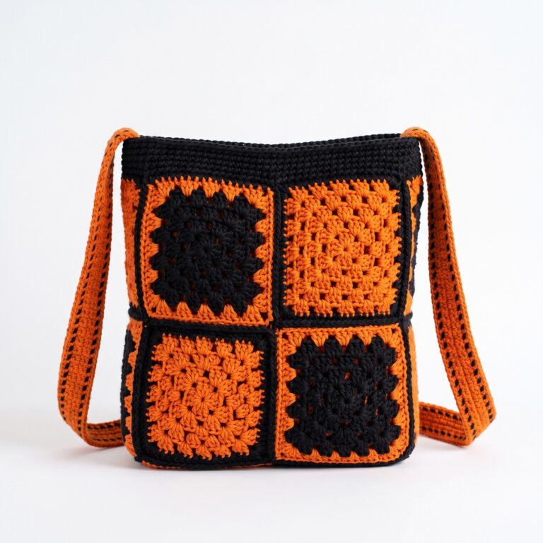 Trick-or-Treat Tote crochet pattern — granny square halloween bag (SageandSilky MOD Nº 45)