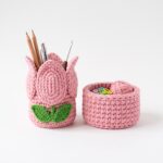 Tulip Pen Holder & Basket crochet pattern — crochet basket pattern no sew (SageandSilky MOD Nº 96)