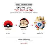 Togepi reversible crochet pattern — three-step reveal from ball to toy, MOD Nº 13